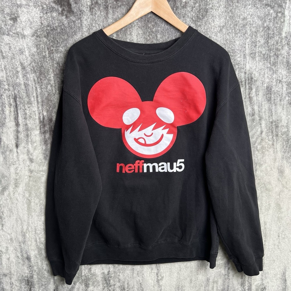 Neff Mau5 Mouse Sweatshirt Crewneck Skate Surf Music Band Tour Black XL